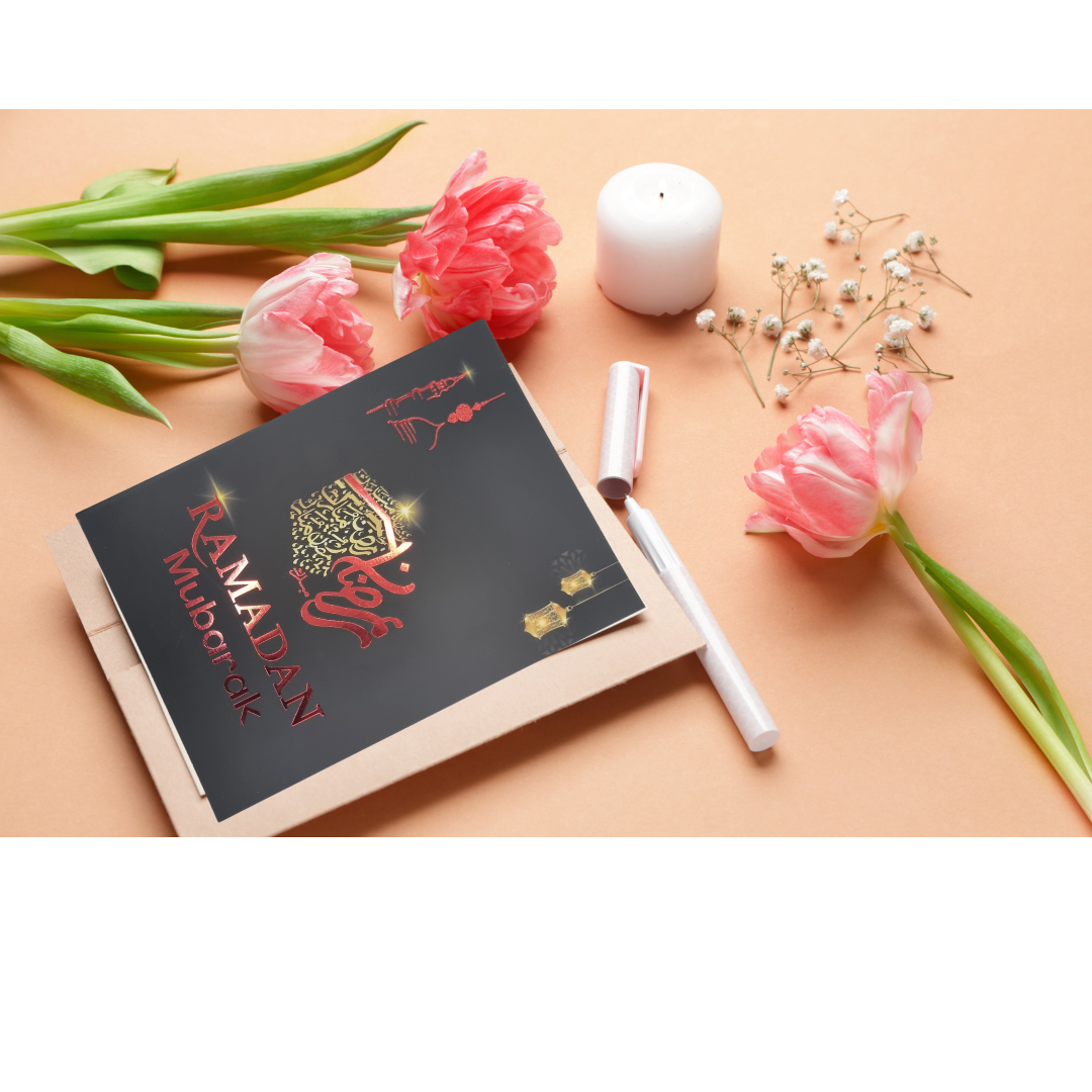 PREMIUM ELEGANT LUXURIOUS RAMADAN MUBARAK FOIL PRINT GIFT CARD WITH ENVELOPE A5 Size-2