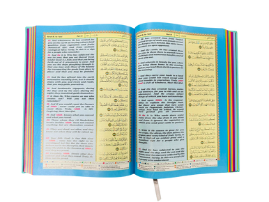 THE Noble Quran Rainbow Tajweed Translation of the Meaning In the English language With Arabic Text