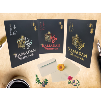 PREMIUM ELEGANT LUXURIOUS RAMADAN MUBARAK FOIL PRINT GIFT CARD WITH ENVELOPE A5 Size-5