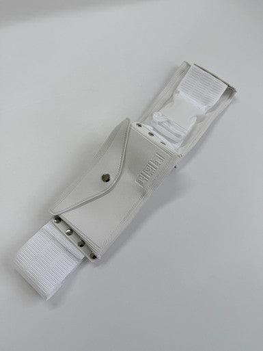 Ihram Belt for Hajj and Umrah - White Leather  with Adjustable Buckle