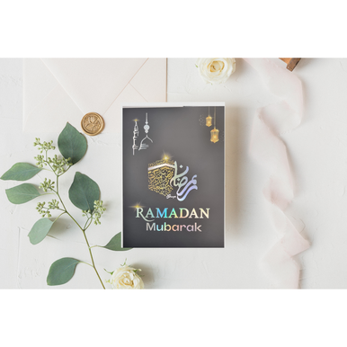 PREMIUM ELEGANT LUXURIOUS RAMADAN MUBARAK FOIL PRINT GIFT CARD WITH ENVELOPE A5 Size-7