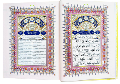 The Holy Quran – Color Coded Tajweed with Transliteration in Roman Script, Arabic & English Translation with Rehal (Holder)