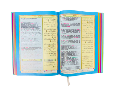 THE Noble Quran Rainbow Tajweed Translation of the Meaning In the English language With Arabic Text