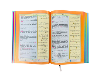 THE Noble Quran Rainbow Tajweed Translation of the Meaning In the English language With Arabic Text