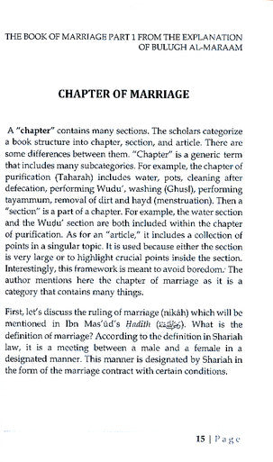 THE BOOK OF MARRIAGE: FROM THE EXPLANATION OF BULUGH AL-MARAAM PART 1